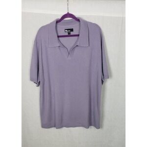 The Commons Purple Ash 100% Cashmere Short Sleeve Polo V-Neck Sweater XXL Unisex